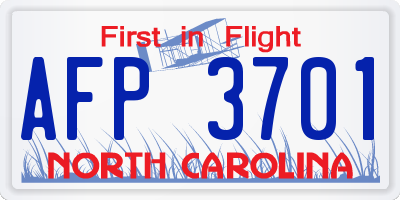 NC license plate AFP3701