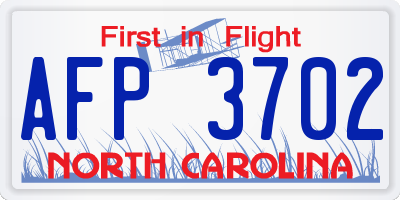 NC license plate AFP3702