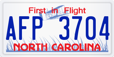 NC license plate AFP3704