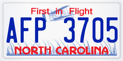 NC license plate AFP3705