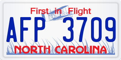 NC license plate AFP3709