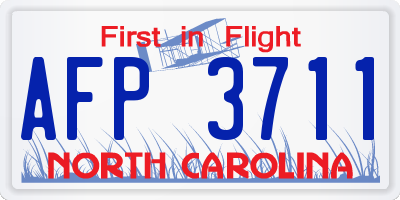 NC license plate AFP3711