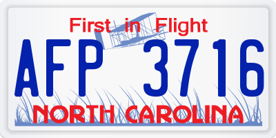 NC license plate AFP3716