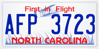 NC license plate AFP3723