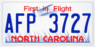 NC license plate AFP3727