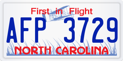NC license plate AFP3729