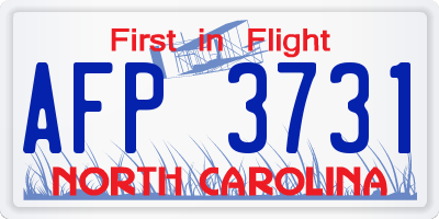 NC license plate AFP3731