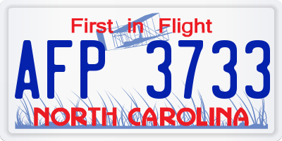 NC license plate AFP3733