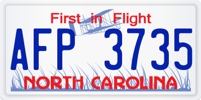 NC license plate AFP3735