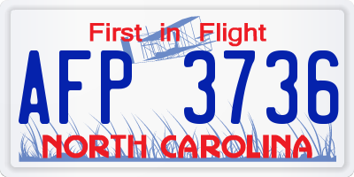 NC license plate AFP3736