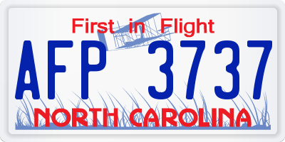 NC license plate AFP3737