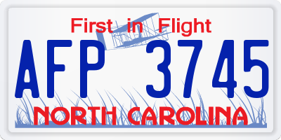 NC license plate AFP3745