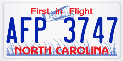 NC license plate AFP3747