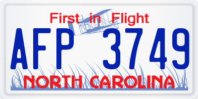 NC license plate AFP3749