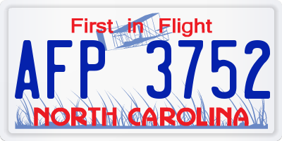 NC license plate AFP3752