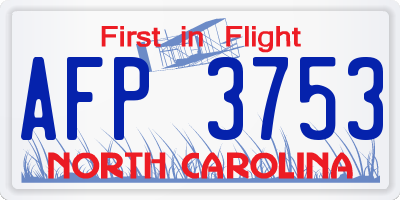 NC license plate AFP3753