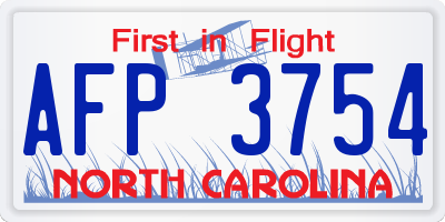 NC license plate AFP3754