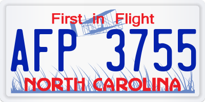 NC license plate AFP3755