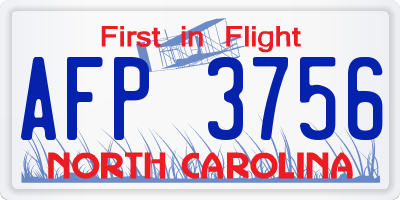 NC license plate AFP3756