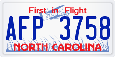 NC license plate AFP3758