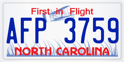 NC license plate AFP3759