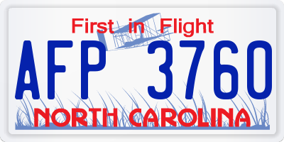 NC license plate AFP3760