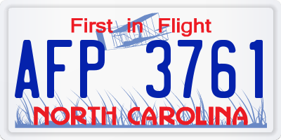NC license plate AFP3761