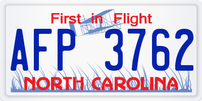 NC license plate AFP3762