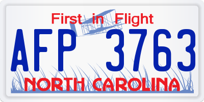 NC license plate AFP3763