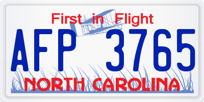 NC license plate AFP3765