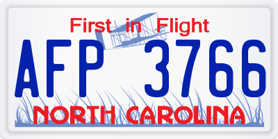 NC license plate AFP3766