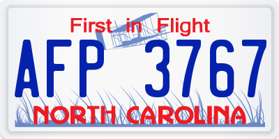 NC license plate AFP3767