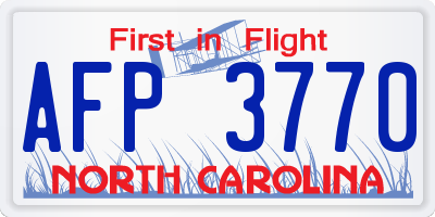 NC license plate AFP3770