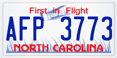 NC license plate AFP3773