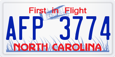 NC license plate AFP3774