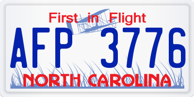 NC license plate AFP3776