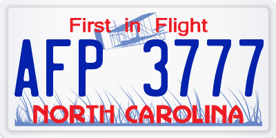 NC license plate AFP3777