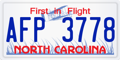 NC license plate AFP3778