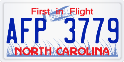 NC license plate AFP3779