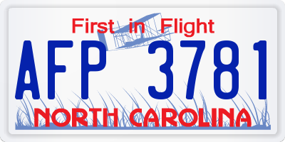 NC license plate AFP3781
