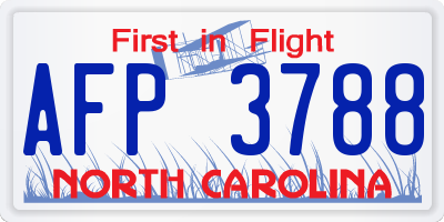 NC license plate AFP3788
