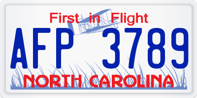 NC license plate AFP3789