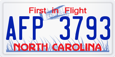 NC license plate AFP3793