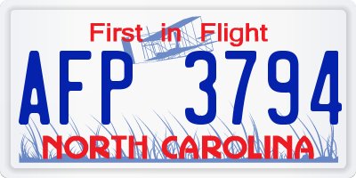 NC license plate AFP3794