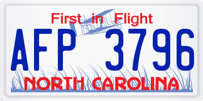 NC license plate AFP3796