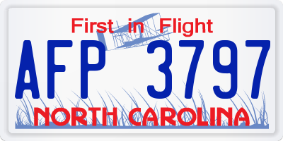 NC license plate AFP3797