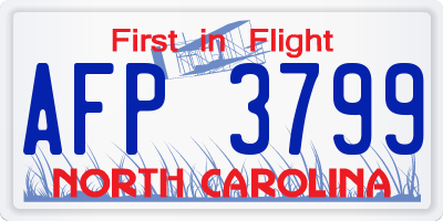 NC license plate AFP3799