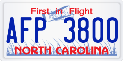 NC license plate AFP3800