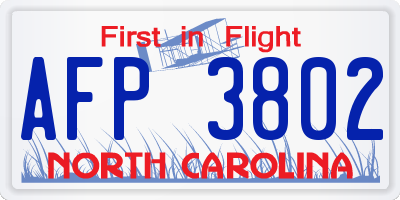 NC license plate AFP3802