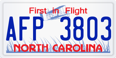 NC license plate AFP3803
